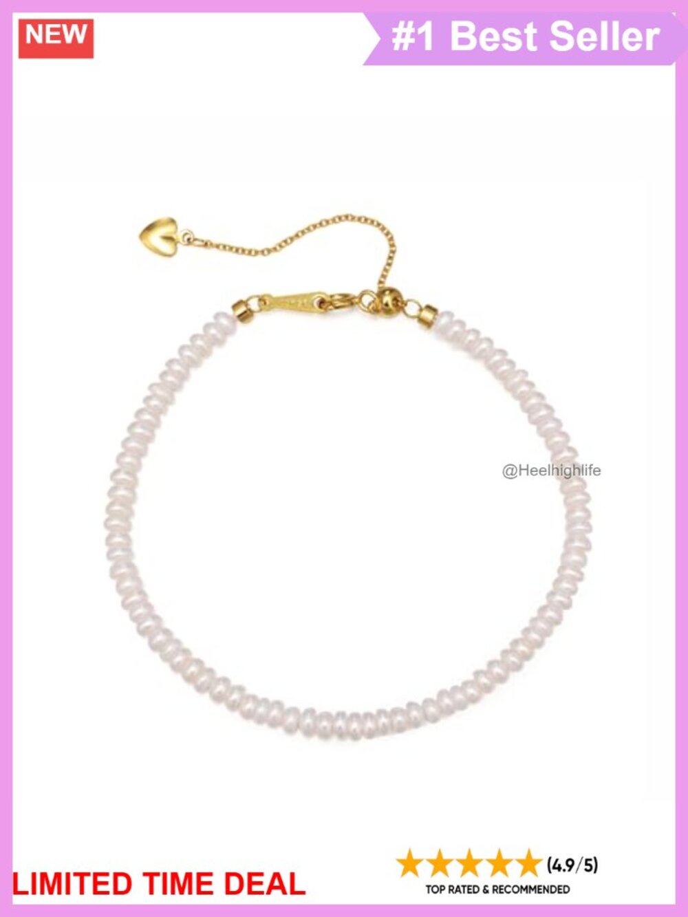 Freshwater Pearl Strand Bracelet 18K Gold Plated Adjustable Women's Jewelry